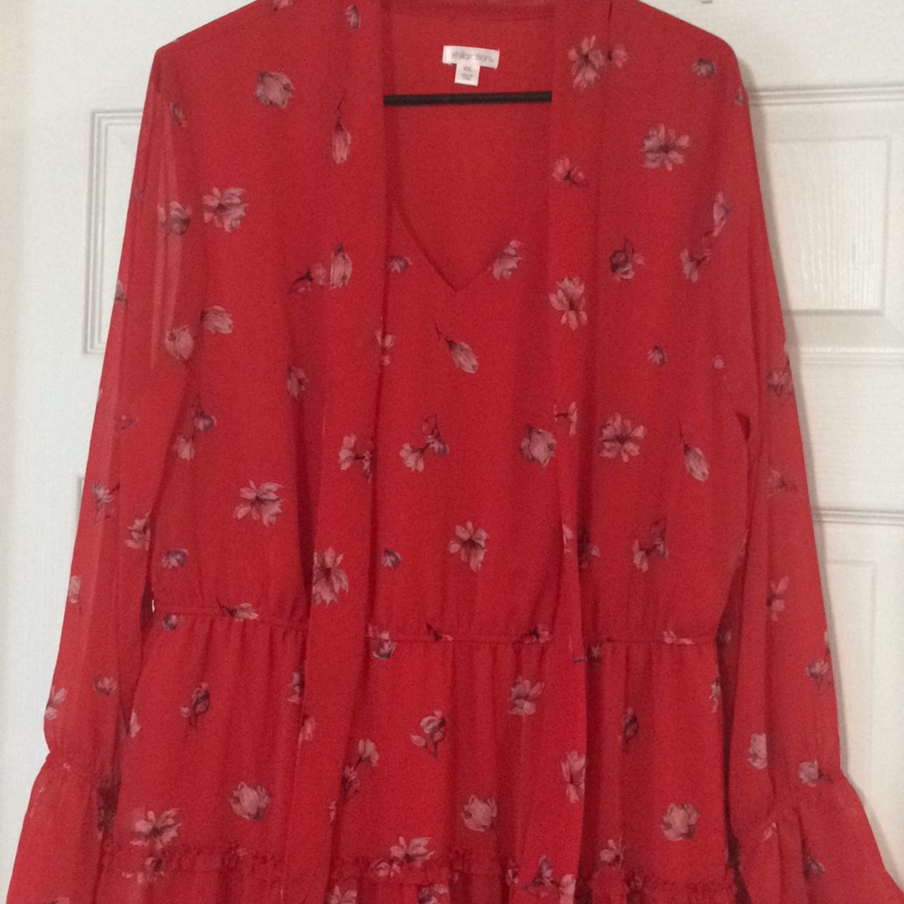 Red floral dress